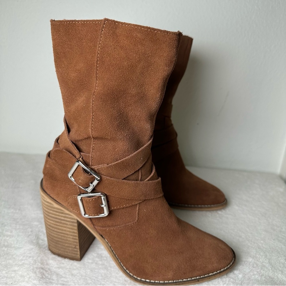 Chelsea & Violet CV-Vicky Brown Suede Heeled Pointed Toe Boots Booties - Picture 4 of 14